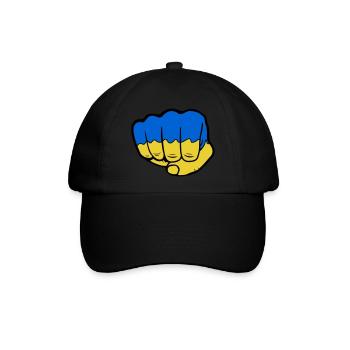 Ukraine Flagge Faust - Baseballkappe - Schwarz/Schwarz - Vorne