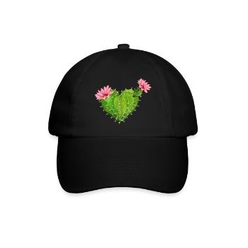 Kaktusherz Kakteenblüten Blume Kakteenliebe - Baseballkappe - Schwarz/Schwarz - Vorne