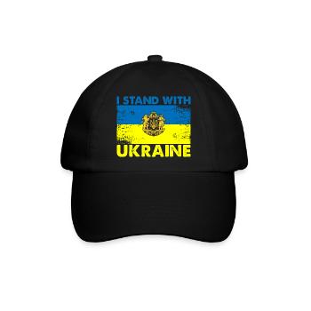 I Stand With Ukraine - Baseballkappe - Schwarz/Schwarz - Vorne