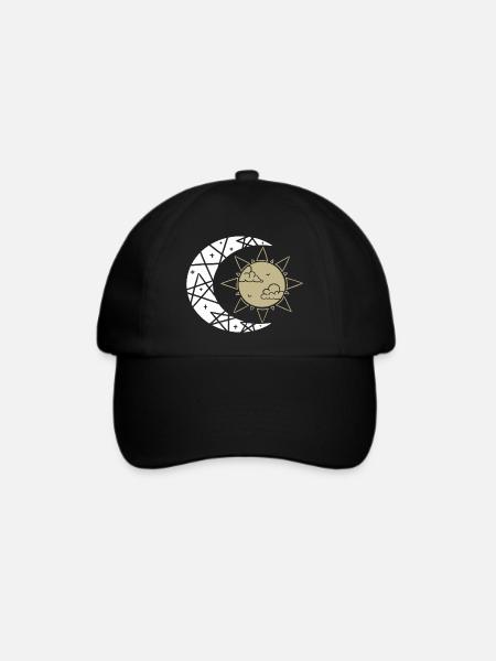 Geometrische Sonne und Mond in Harmonie - Baseballkappe - Schwarz/Schwarz