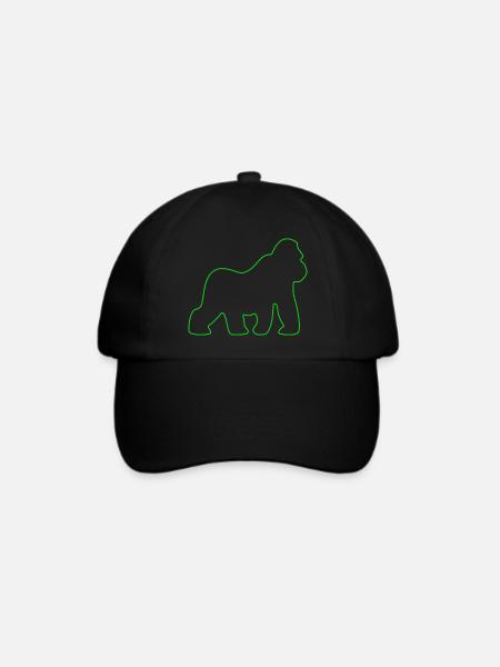Gorilla, Silberrücken, Affe, Affen, Gorillas, - Baseballkappe - Schwarz/Schwarz
