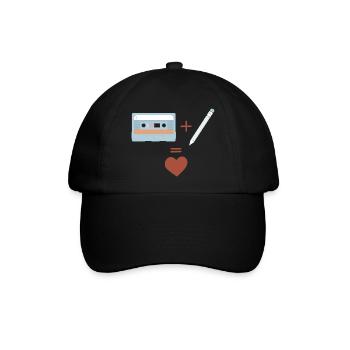 T-Shirt Kassette und Stift. Jugendnostalgie - Baseballkappe - Schwarz/Schwarz - Vorne