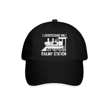 Only railway station! - Denglish Sprüche Denglisch - Baseballkappe - Schwarz/Schwarz - Vorne