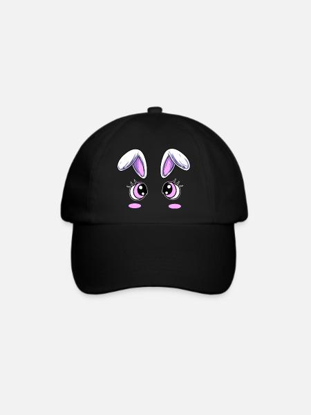 Niedliches Gesicht Augen Design - Baseballkappe - Schwarz/Schwarz