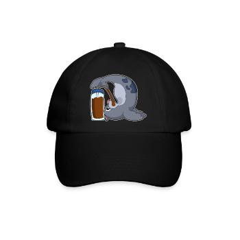 Lustiger Seehund Kaffee - Baseballkappe - Schwarz/Schwarz - Vorne