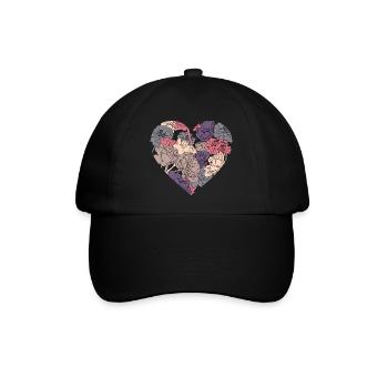 Blumenherz - Baseballkappe - Schwarz/Schwarz - Vorne