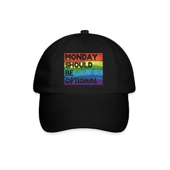 Monday should be optional Vintage Regenbogen - Baseballkappe - Schwarz/Schwarz - Vorne