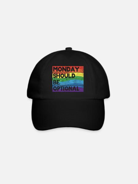 Monday should be optional Vintage Regenbogen - Baseballkappe - Schwarz/Schwarz