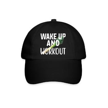 Wake up and workout Aufstehen und Sport treiben. - Baseballkappe - Schwarz/Schwarz - Vorne