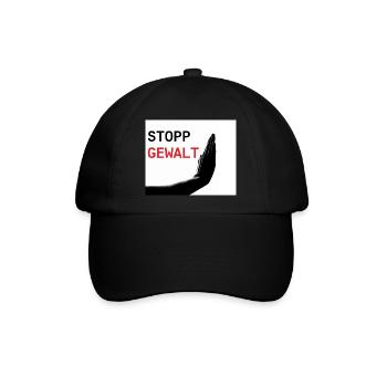 Stopp Gewalt - Baseballkappe - Schwarz/Schwarz - Vorne