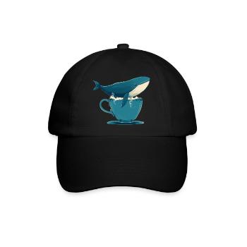Wal in Teetasse - Baseballkappe - Schwarz/Schwarz - Vorne