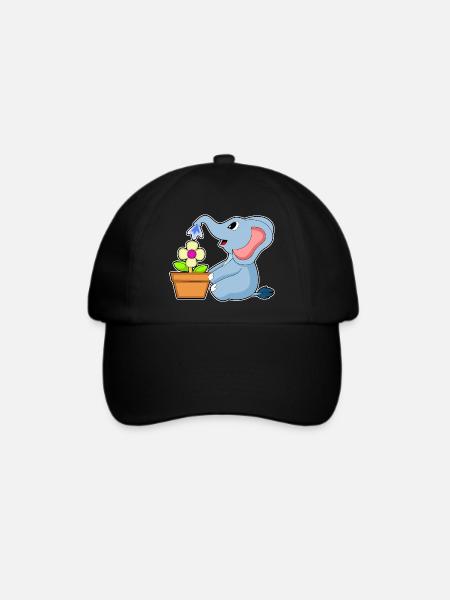 Elefant Blume - Baseballkappe - Schwarz/Schwarz