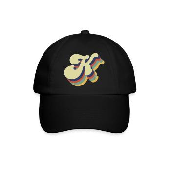 Retro-K-Buchstabe - Baseballkappe - Schwarz/Schwarz - Vorne