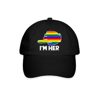 I'm Hers Rainbow Lesbian Couple Funny LGBT Pride - Baseballkappe - Schwarz/Schwarz - Vorne