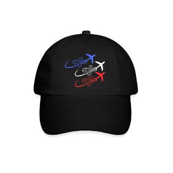 Patrouille de France, blau, weiß, rote Flugzeuge - Baseballkappe - Schwarz/Schwarz - Vorne
