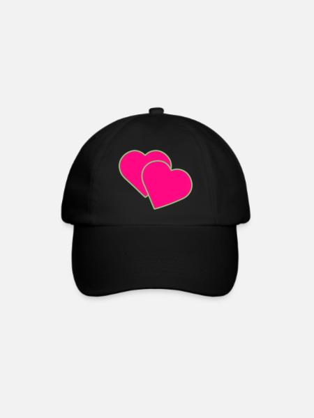 Zwei Herzen - Baseballkappe - Schwarz/Schwarz