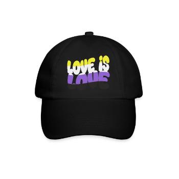 Love is Love – Nonbinary & Proud - Baseballkappe - Schwarz/Schwarz - Vorne