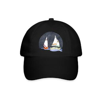 Segelboot - Baseballkappe - Schwarz/Schwarz - Vorne