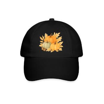  Herbstliche Kürbisse - Baseballkappe - Schwarz/Schwarz - Vorne