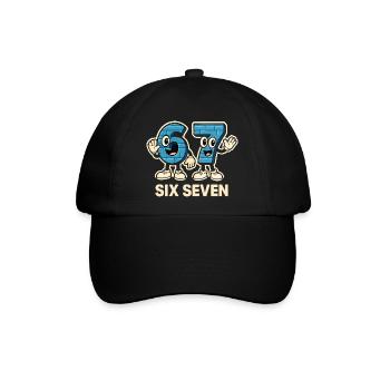 Sechs Sieben Meme Lustig 6 7 Geschenkidee - Baseballkappe - Schwarz/Schwarz - Vorne