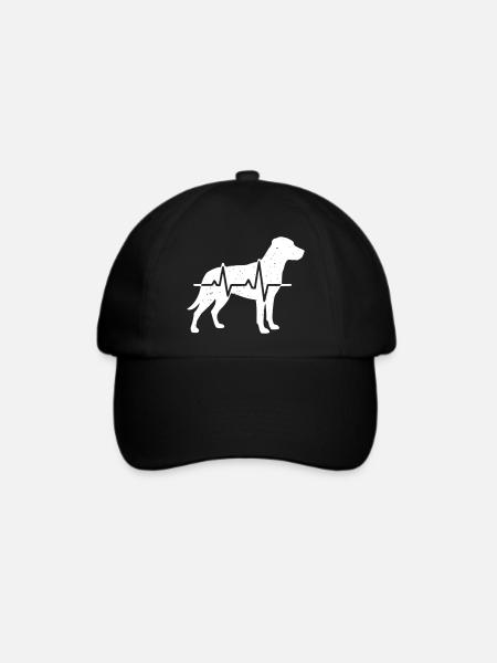 Labrador Hund Herzschlag EKG Grunge - Baseballkappe - Schwarz/Schwarz