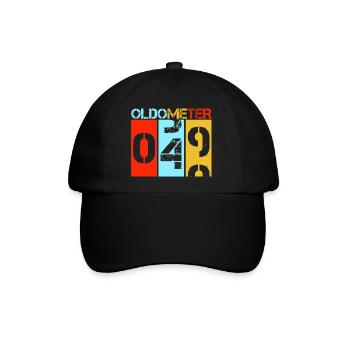 Oldometer 50. Geburtstag Lustiger Retro-Kilometerzähler - Baseballkappe - Schwarz/Schwarz - Vorne