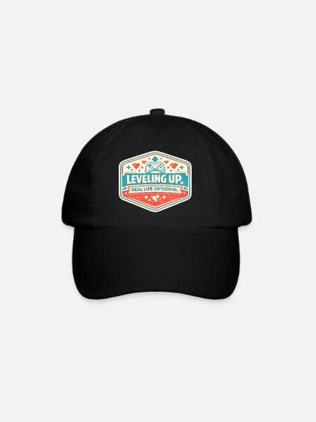 Leveling Up Gaming Abzeichen - Baseballkappe - Schwarz/Schwarz