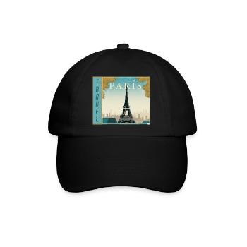 Paris Travel Retro Reiseposter - Baseballkappe - Schwarz/Schwarz - Vorne