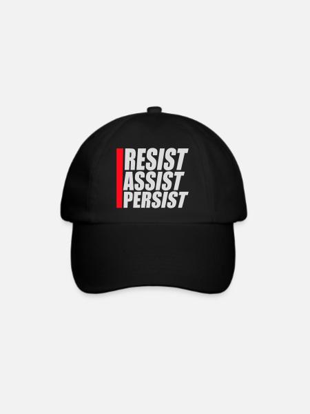Resist Assist Persist Aktivismus Motivation Logo - Baseballkappe - Schwarz/Schwarz