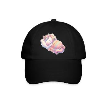 Einhorn Schlafen - Baseballkappe - Schwarz/Schwarz - Vorne
