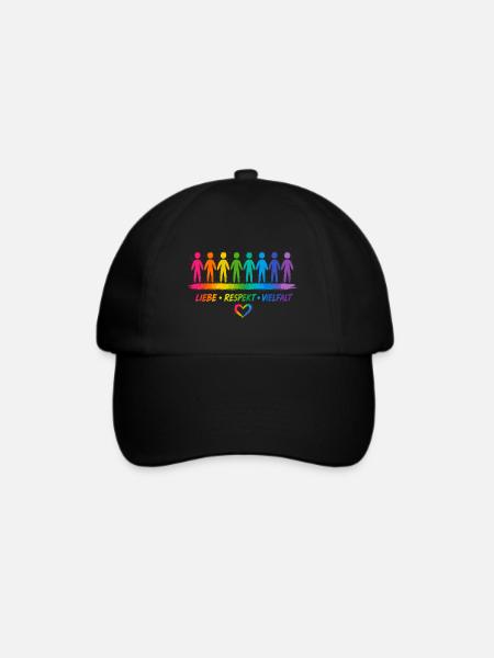 Buntes Diversity & Pride Design - Baseballkappe - Schwarz/Schwarz