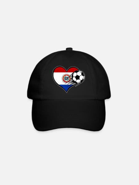 Paraguay Flagge Fußball mit Herz - Baseballkappe - Schwarz/Schwarz