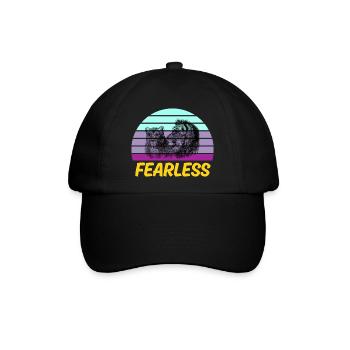 Furchtloser Retro-Löwe - Baseballkappe - Schwarz/Schwarz - Vorne