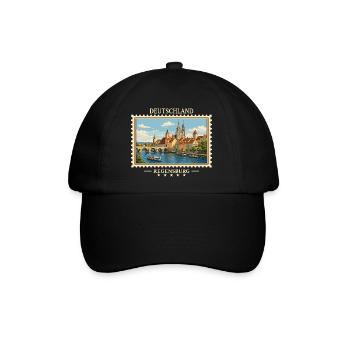 Deutschland Regensburg Vintage Reisemarke - Baseballkappe - Schwarz/Schwarz - Vorne