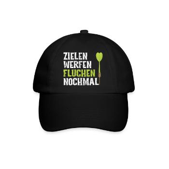 Darts Zielen Werfen Fluchen Nochmal Dart Spruch - Baseballkappe - Schwarz/Schwarz - Vorne