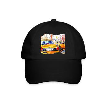 New York Taxi Kunstmotiv von Jörg Langhans - Baseballkappe - Schwarz/Schwarz - Vorne