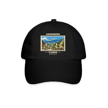 Liechtenstein Planken Vintage Reisemarke - Baseballkappe - Schwarz/Schwarz - Vorne