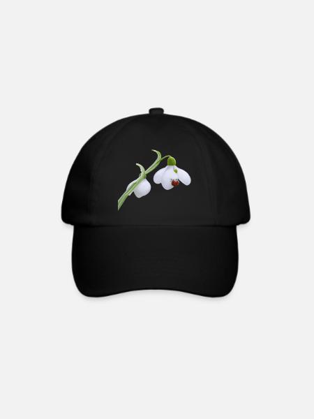 Schneeglöckchen-Marienkäferblüte - Baseballkappe - Schwarz/Schwarz