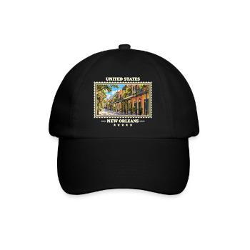 Vereinigte Staaten New Orleans Vintage Reisemarke - Baseballkappe - Schwarz/Schwarz - Vorne