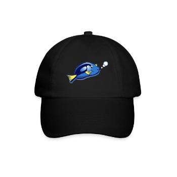 Fisch mit Blasen - Baseballkappe - Schwarz/Schwarz - Vorne
