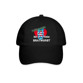 Thüringen - ich liebe Bratwurst - Baseballkappe - Schwarz/Schwarz - Vorne