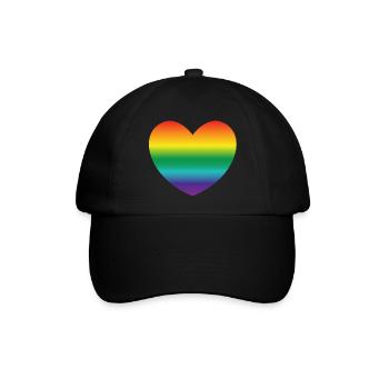 Herz in Regenbogenfarben - Baseballkappe - Schwarz/Schwarz - Vorne