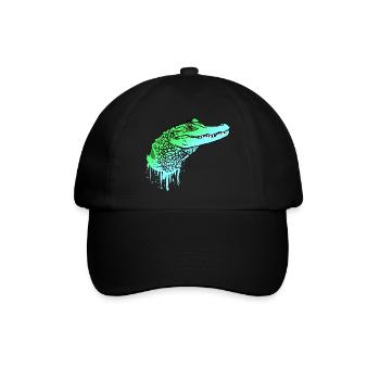 Krokodil Kroko Echse Alligator - Baseballkappe - Schwarz/Schwarz - Vorne