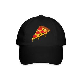 Pizza Stück - Baseballkappe - Schwarz/Schwarz - Vorne