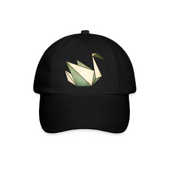 Origami: stolzer Schwan (Pergament-Optik) - Baseballkappe - Schwarz/Schwarz - Vorne