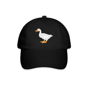 Stehende weiße Ente - Baseballkappe - Schwarz/Schwarz - Vorne