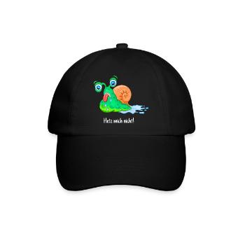 Nicht hetzen, dicke Schnecke, fett, laufen, - Baseballkappe - Schwarz/Schwarz - Vorne