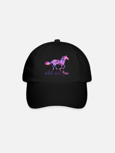 Wild and free - Horse, Pferd - Baseballkappe - Schwarz/Schwarz