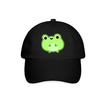 kawaii & glücklicher grüner Frosch froggy - Baseballkappe - Schwarz/Schwarz - Vorne