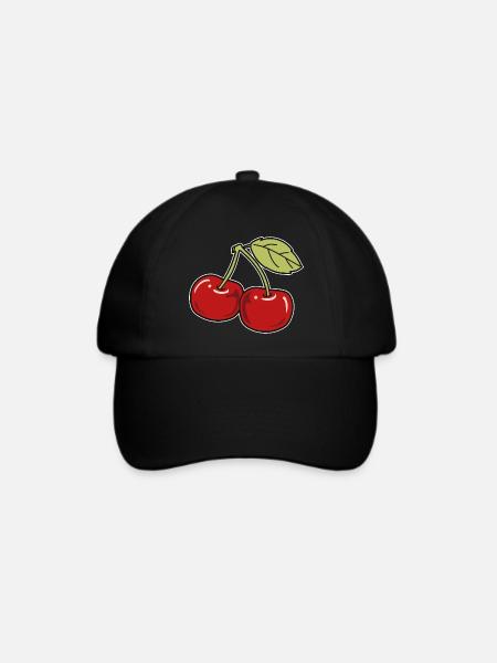 Kirsche - Baseballkappe - Schwarz/Schwarz